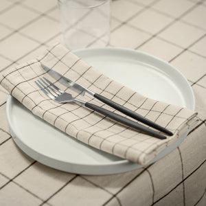 Serviette Skan klein kariert ; 50x50 cm (SxD); biel kremowa/antracyt; 6 sztuka / opakowanie