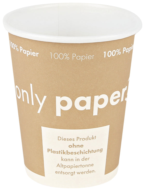 Trinkbecher Only Paper; 200ml, 8x9.2 cm (ØxW); brązowy; 50 sztuka / opakowanie