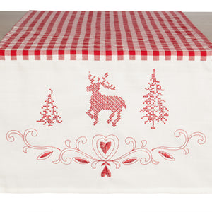 bieżnik Chatelete jeleń; 40x130 cm (SxD); czerwony/biały; prostokątny