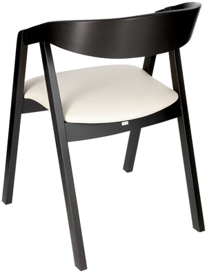 Stapelstuhl Calma Kunstleder Buchenholz schwarz lackiert; 54x53x79 cm (SxGxW); siedzisko biały