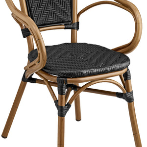 krzesło Tolia z podłokietnikami; 58x58x81.5 cm (SxGxW); siedzisko czarny, stelaż jasny brązowy; 2 sztuka / opakowanie