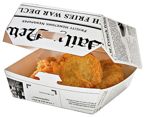 Burgerbox Newspaper; 13.5x12.5x6.5 cm (DxSxW); czarny/biały; prostokątny; 50 sztuka / opakowanie