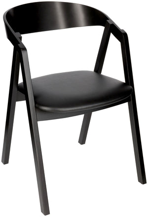 Stapelstuhl Calma Kunstleder Buchenholz schwarz lackiert; 54x53x79 cm (SxGxW); siedzisko czarny