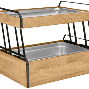 witrynka chłodząca Montana dąb Edelstahl hoch 1/1 + flach 1/1 zweistöckig; Größe GN 1/1