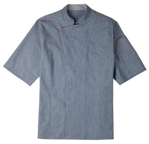 bluza kucharska męska Scott Denim krótki rękaw ; Kleidergröße 46; jasny dżins