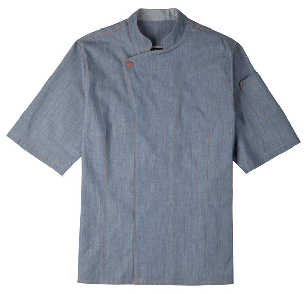 bluza kucharska męska Scott Denim krótki rękaw ; Kleidergröße 46; jasny dżins