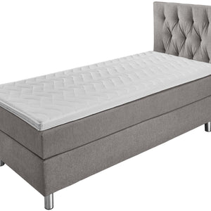 łóżko kontynentalne Premium tkanina tapicerska, wezgłowie Chesterfield; 100x200x69 cm (SxDxW); taupe; -