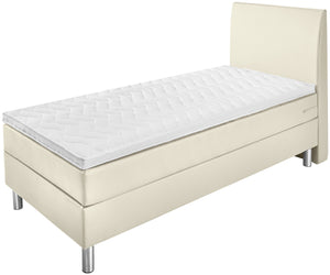 łóżko kontynentalne Comfort sztuczna skóra, wezgłowie gładkie; 100x200x60 cm (SxDxW); perłowa biel; -