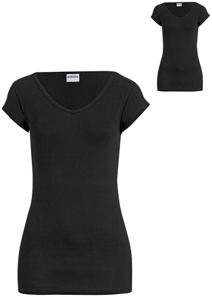 t-shirt damski Double-V (opak. 2 szt.); Kleidergröße 2XL; czarny; 2 sztuka / opakowanie