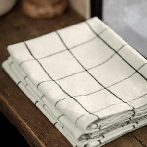 Serviette Skan groß kariert ; 50x50 cm (SxD); biel kremowa/antracyt; 6 sztuka / opakowanie