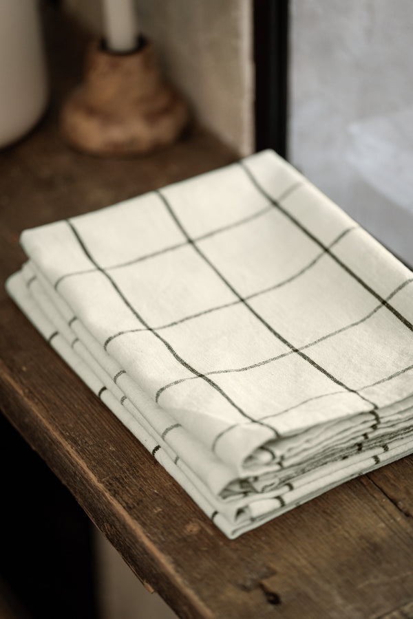 Tischläufer Skan groß kariert ; 40x120 cm (SxD); biel kremowa/antracyt