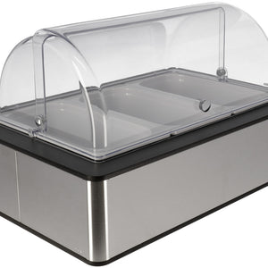 witrynka chłodząca Fundale antracyt 10 cm melamina biała 3 x 1/3; Größe GN 1/1, 63x42.5x27.4 cm (DxSxW); antracyt/transparentny/biały; prostokątny