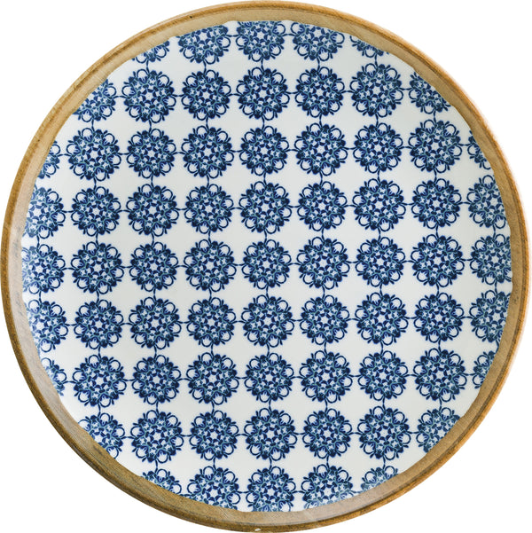 talerz płaski Lotus; 19 cm (Ø); biały/niebieski/zielony/brązowy; okrągły; 12 sztuka / opakowanie