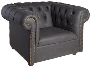 fotel Chesterfield; 114x97x72.5 cm (SxGxW); siedzisko antracyt, stelaż brązowy