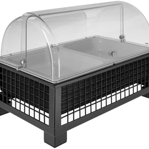 witrynka chłodząca Portland 6,5 cm melamina biała 2 x 1/2; Größe GN 1/1, 55.4x35.2x29.9 cm (DxSxW); antracyt/transparentny/biały; prostokątny