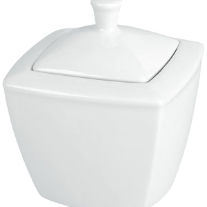 cukiernica Melbourne z pokrywką; 300ml, 9.5x9.5x11.5 cm (DxSxW); biały; kwadrat; 6 sztuka / opakowanie