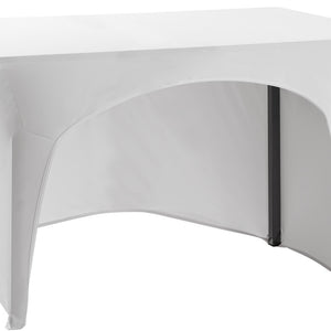 pokrowce stretch na stół bankietowy Grace z otworem; 74x120x74 cm (SxDxW); biały; prostokątny