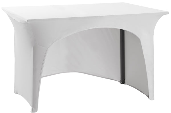 pokrowce stretch na stół bankietowy Grace z otworem; 74x120x74 cm (SxDxW); biały; prostokątny