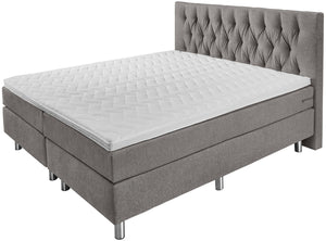 łóżko hotelowe Standard tkanina tapicerska, wezgłowie Chesterfield; 200x200x58 cm (SxDxW); taupe; -