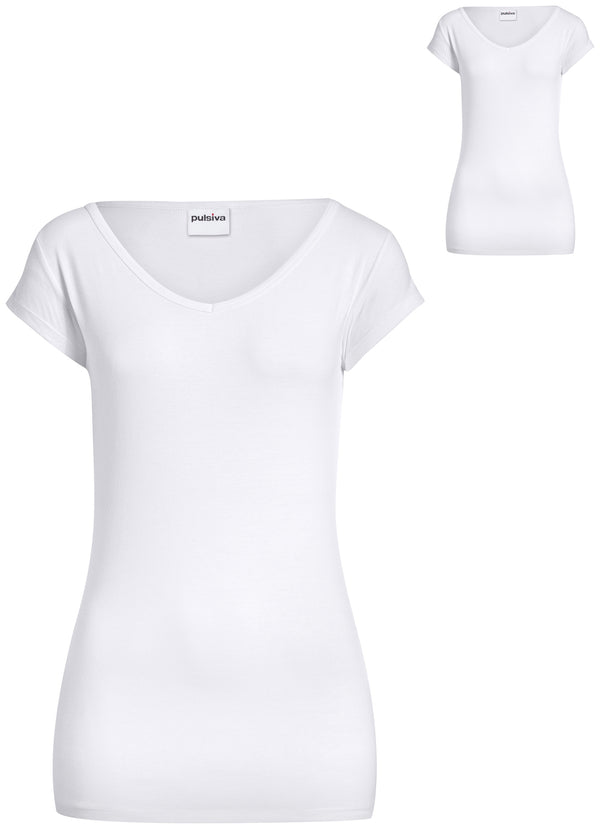t-shirt damski Double-V (opak. 2 szt.); Kleidergröße 2XL; biały; 2 sztuka / opakowanie