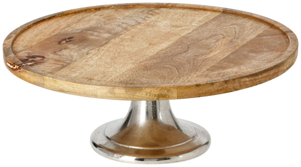 Tortenplatte Daina mit rundem Fuß; 35x13 cm (ØxW); jasny brązowy/srebro; okrągły