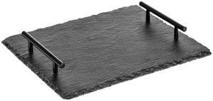 taca z łupka Yala z czarnym uchwytem; 32.5x26.5x4 cm (DxSxW); czarny