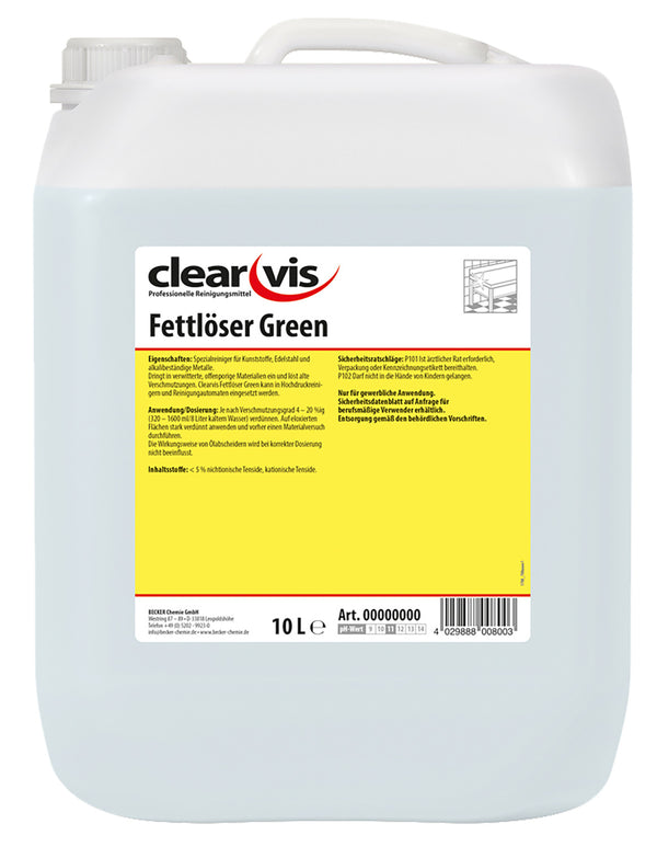 rozpuszczalnik tłuszczu Clearvis Green; 10000 ml; transparentny