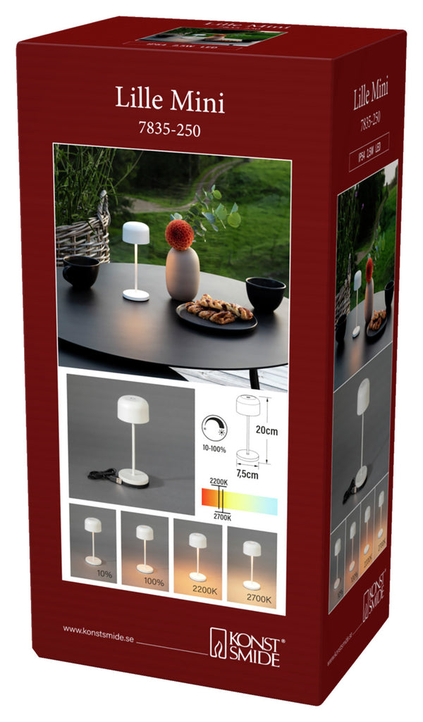 lampa stołowa LED Lille mini; 7.5x20 cm (ØxW); biały