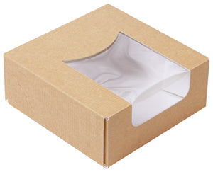 Sushibox The Pack mit Sichtfenster; 10x10x4 cm (DxSxW); brązowy; kwadrat; 50 sztuka / opakowanie