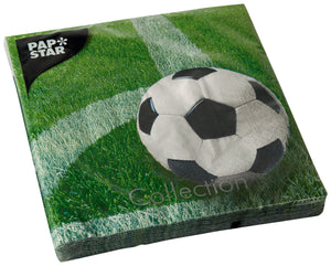 Servietten Football; 33x33 cm (SxD); zielony/czarny/biały; 200 sztuka / opakowanie