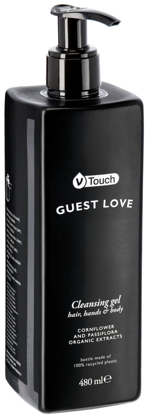 Shampoo & Duschgel V-Touch Guest Love 3 in 1 im Pumpspender; 480 ml; transparentny; 18 sztuka / opakowanie