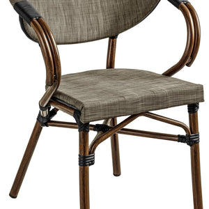 krzesło Rimalia z podłokietnikami; 58x56.5x82 cm (SxGxW); siedzisko szary melanż, stelaż brązowy; 2 sztuka / opakowanie