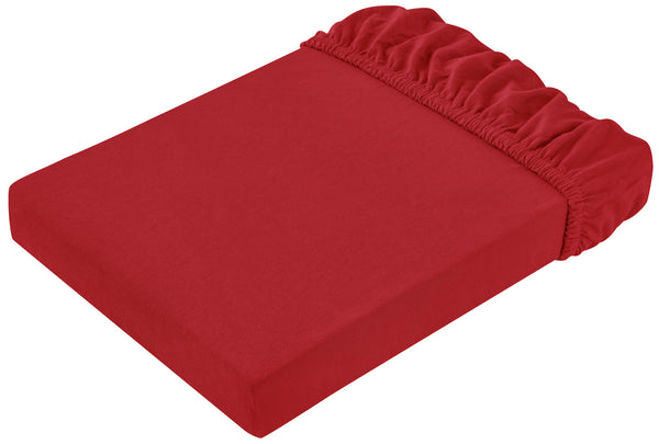prześcieradło z gumką Jersey; 180-200x190-200 cm (SxD); czerwony