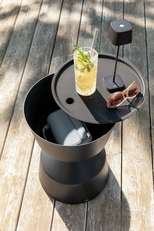 Outdoor-Beistelltisch Nava; 33.6x51 cm (ØxW); Platte antracyt