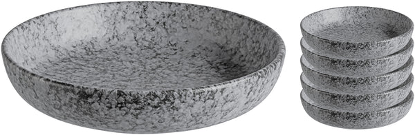 talerz głęboki Mamoro; 800ml, 21x4.5 cm (ØxW); czarny/biały; okrągły; 6 sztuka / opakowanie