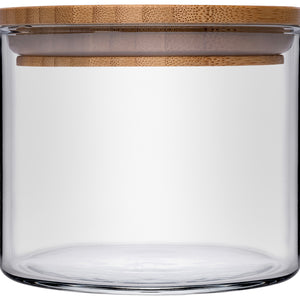 szklany słój Bamboo; 700ml, 10.9x9.3 cm (ØxW); naturalny/transparentny