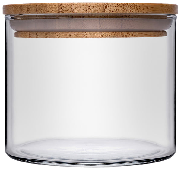 szklany słój Bamboo; 700ml, 10.9x9.3 cm (ØxW); naturalny/transparentny