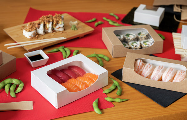 Sushibox The Pack mit Sichtfenster; 17.5x12x4.5 cm (DxSxW); brązowy; prostokątny; 50 sztuka / opakowanie