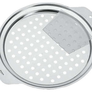taca do spaetzle ze skrobaczką 2 częściowy; 32.7x27.2x1.8 cm (DxSxW); srebro