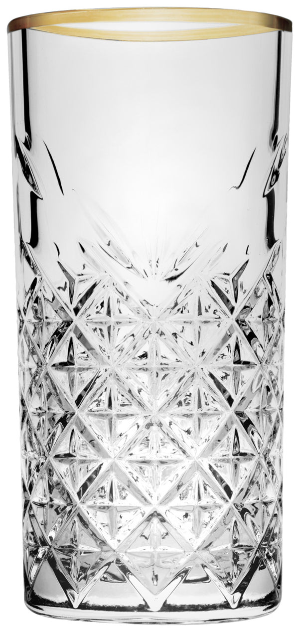 szklanka do longdrinków Timeless; 450ml, 7.8x16.1 cm (ØxW); transparentny/złoto; 4 sztuka / opakowanie
