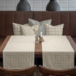 Tischläufer Skan klein kariert; 40x120 cm (SxD); biel kremowa/antracyt