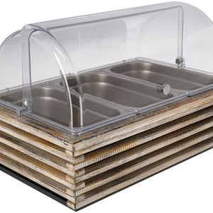 witrynka chłodząca Natchez 10 cm stal szlachetna 3 x 1/3; Größe GN 1/1, 57.5x37x27.7 cm (DxSxW); biały vintage/transparentny/stal nierdzewna; prostokątny