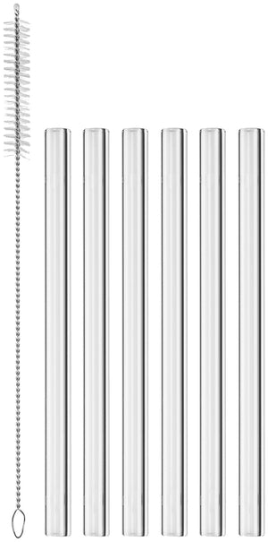 szklana słomka Liya zestaw 7-cz.; 1x15 cm (ØxD); transparentny