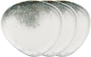 talerz płaski Purior; 31x29x3.7 cm (DxSxW); biały/niebieski petrol; prostokątny; 3 sztuka / opakowanie