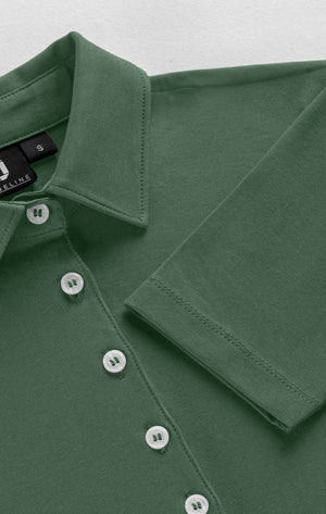 Poloshirt Damen Langarm Malme Regular Fit; Kleidergröße L; oliwka