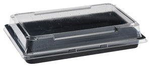 pudełko na sushi z PET; 21.8x14.3x4.3 cm (DxSxW); czarny; prostokątny; 200 sztuka / opakowanie
