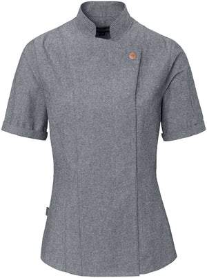 bluza kucharska damska Scott Chambray krótki rękaw ; Kleidergröße 34; szary