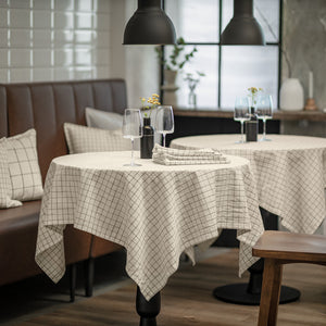 Tischdecke Skan klein kariert eckig; 130x130 cm (SxD); biel kremowa/antracyt; kwadrat