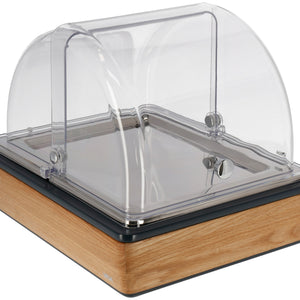 witrynka chłodząca Montana dąb stal szlachetna 1/2; Größe GN 1/2, 36.5x30.5x27.4 cm (DxSxW); dąb/transparentny/stal nierdzewna; prostokątny