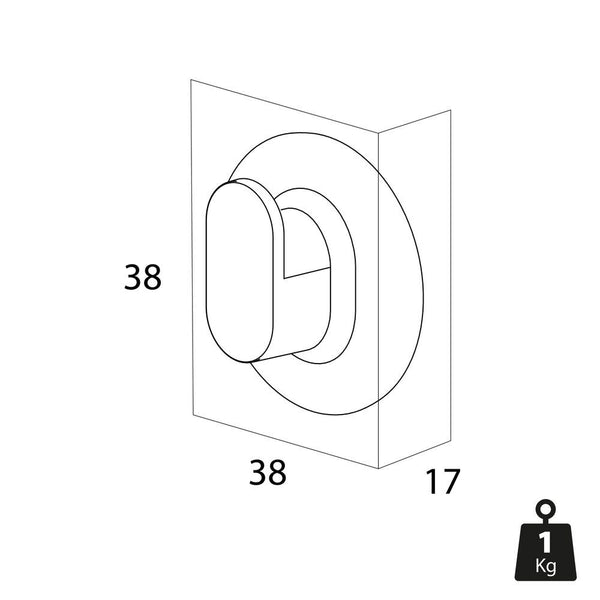 wieszak na ręcznik Cooper średni z samoprzylepnym uchwytem ściennym ze szczotkowanej stali nierdzewnej; 1.7x3.8x1.7 cm (DxWxG); srebro